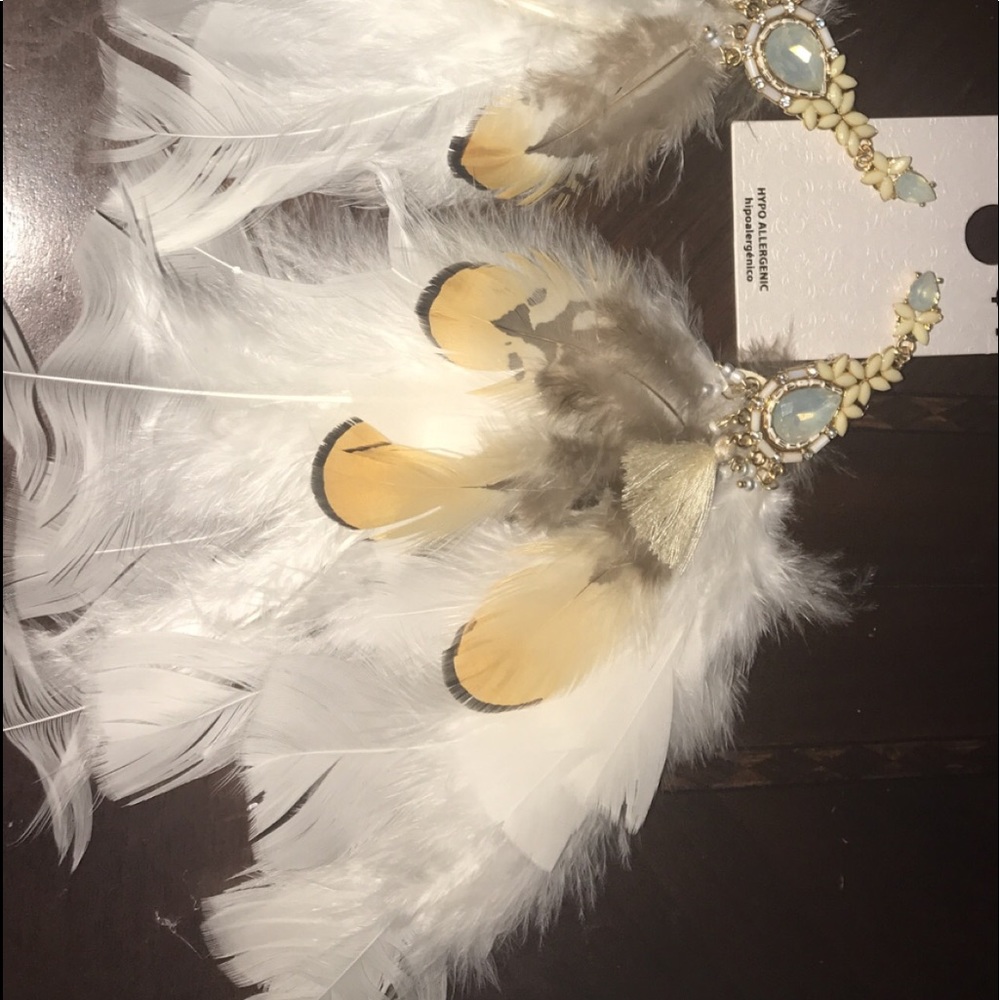 Feather BomBom Earrings